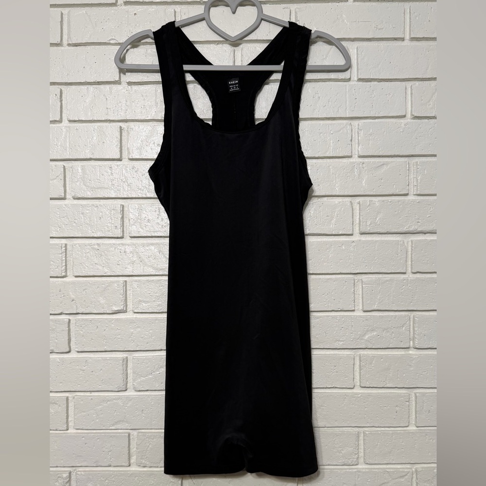 SHEIN Black One Piece Romper Racerback Shorts Size Medium